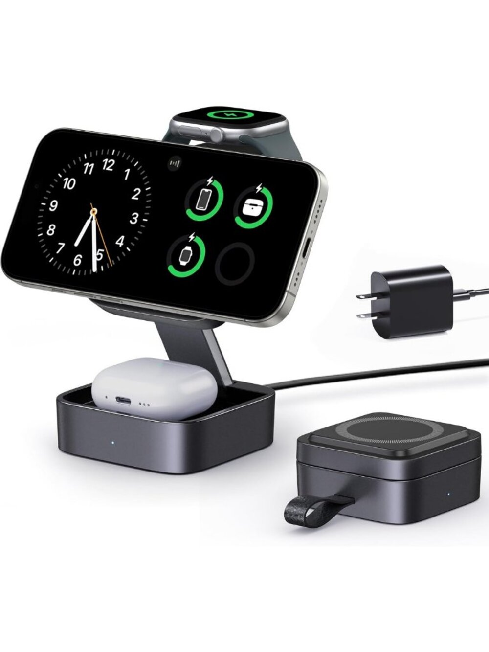 3-in-1 Magnetic Wireless Charging Station for iPhone, Apple Watch & AirPods